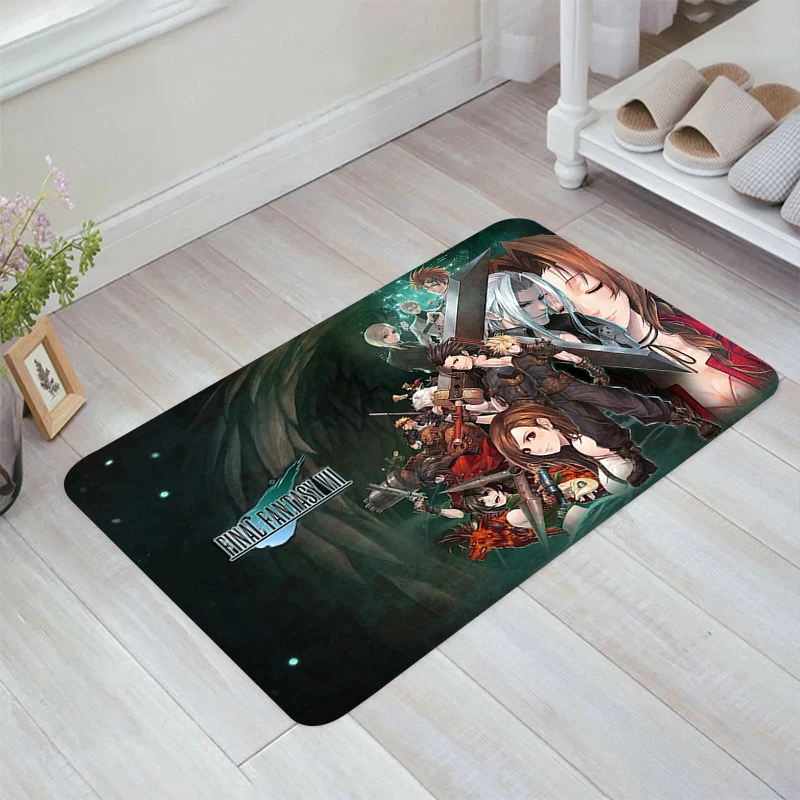 F-Final Fantasy VII Game Floor Mat Kitchen Carpet Carpets Living Room Rugs Home Balcony Doormat Entrance Door Foot Rug Mats Bath