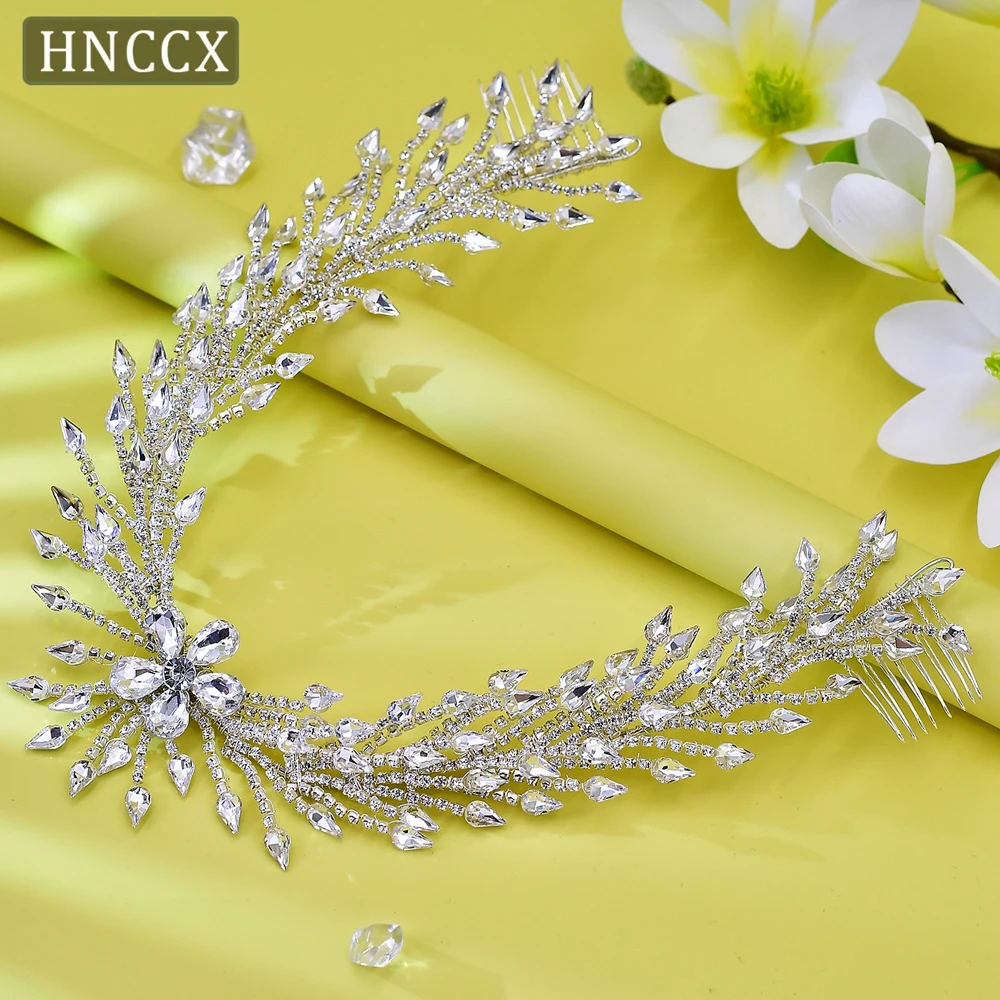 HNCCX Elegant Woman Rhinestone Crystal Forehead Headband For Women Wedding Party Hair Jewelry Set Bridal Headdress CP542