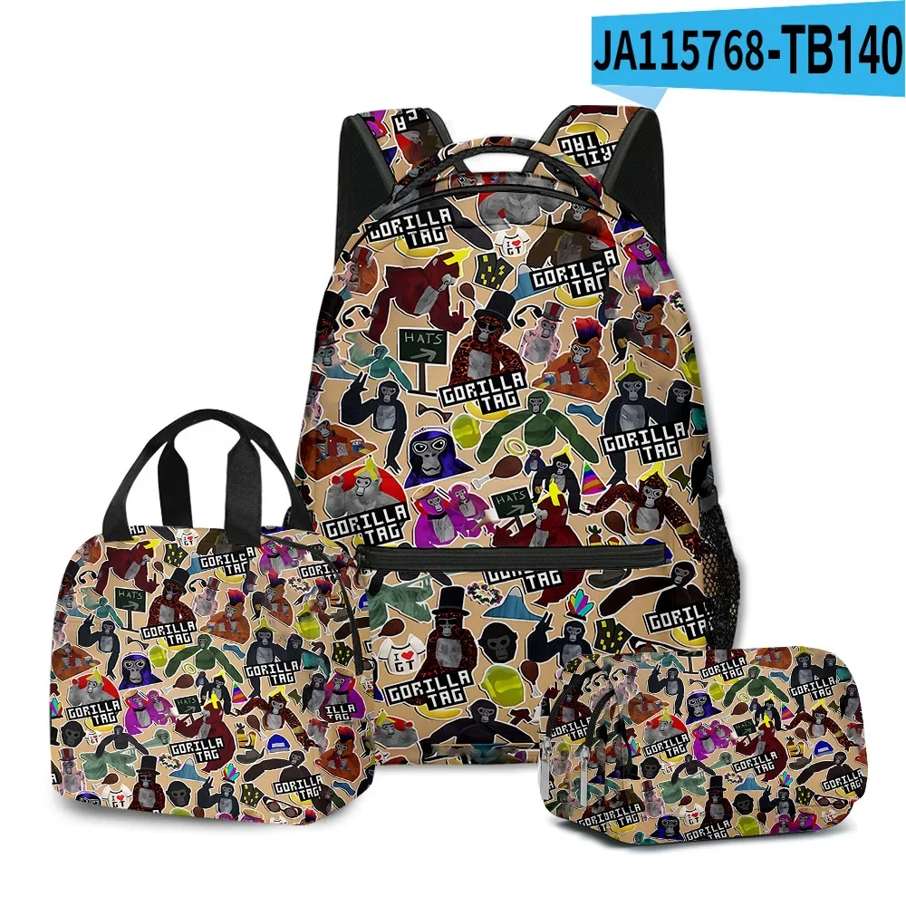 Klasik Populer Lucu Gorilla Tag 3D Print 3 Buah/Set Tas Sekolah Siswa Tas Laptop Daypack Ransel Tas Makan Siang Portabel Tempat Pensil