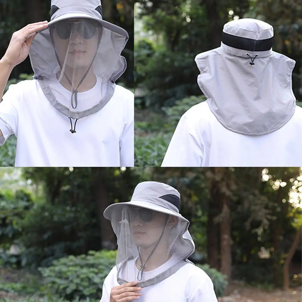 UV-Schutzhut mit Gesichtsmaske, atmungsaktiver Insektenschutz, breite Krempe, Angelhut, Outdoor-Sport, Natur, Wandern, Camping, Netzhut – Detail 27