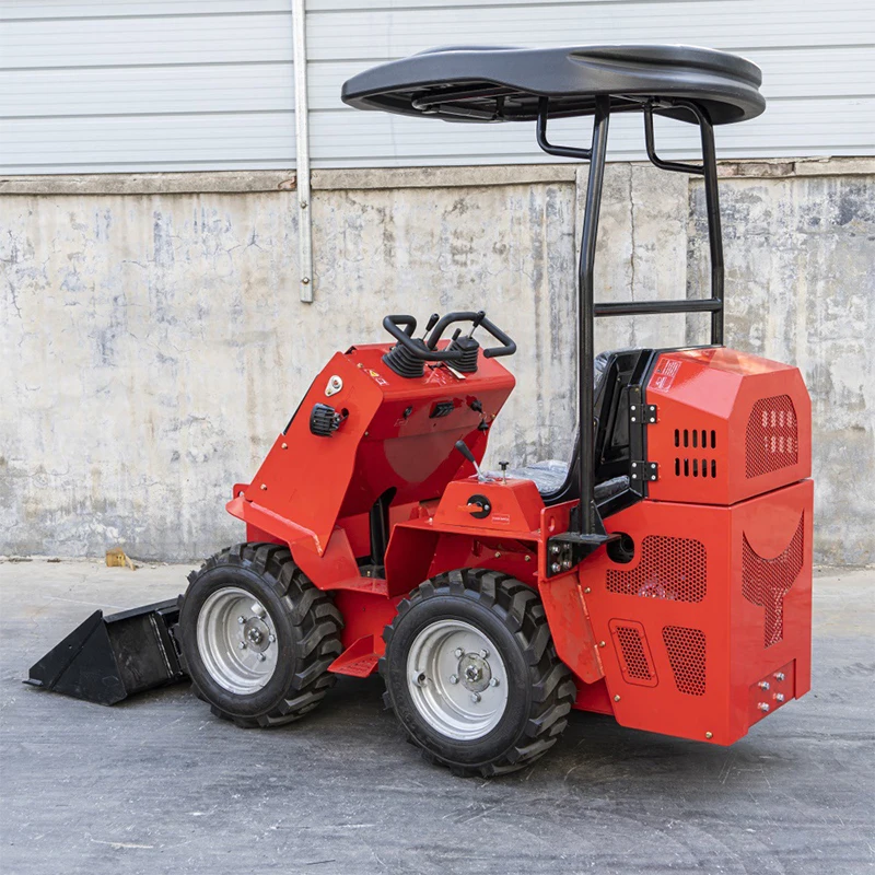 

Wheeled Skid Steer Loader Front-Discharge 250KG Mini Loader Farm & Orchard Handling Loader With Canopy 10KW/3600RPM(Customized)