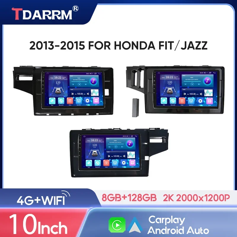 For HONDA  FIT UV Black 2013-2015 Android 12.0 Car Radio Multimedia Video Player GPS 4G Navigation 10inch (RHD/LHD)