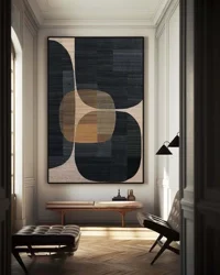 Minimalist Abstract Painting Handmade Canvas Brown Black Wabi Sabi Large Neutral Wall Decor Rich Textured Wall Art