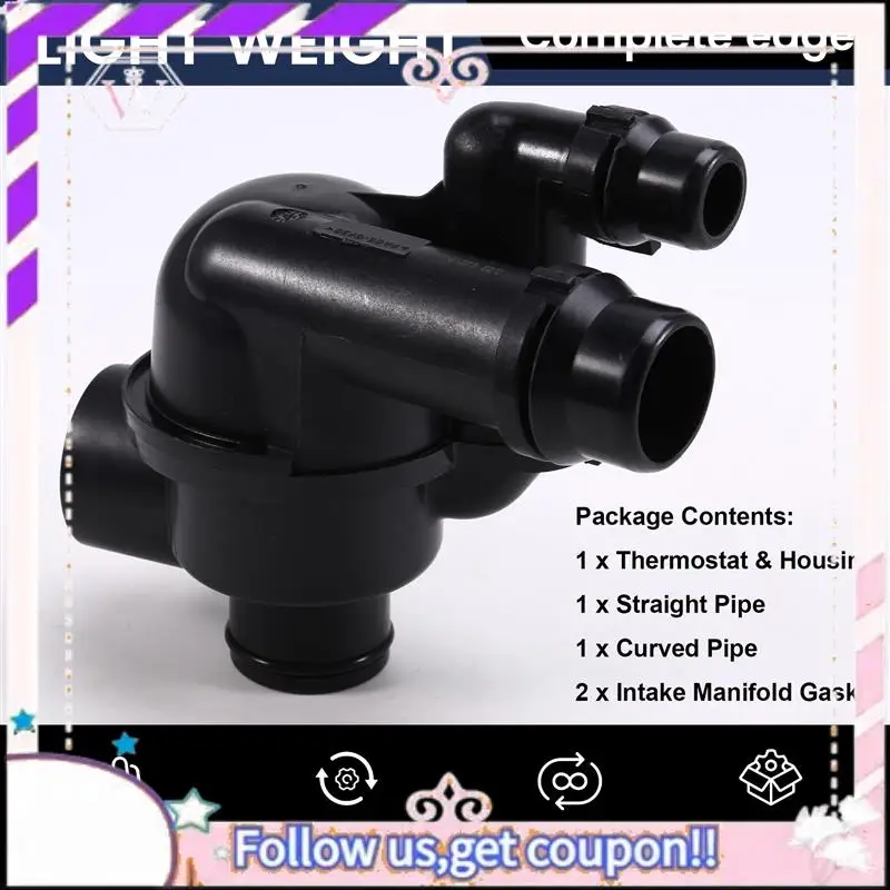 Kit de codo y tubo de termostato de refrigerante para coche, fácil de usar, para Land Rover Freelander 2002-2005 PEP101970L PEP103580 PEM000030 LKJ1009