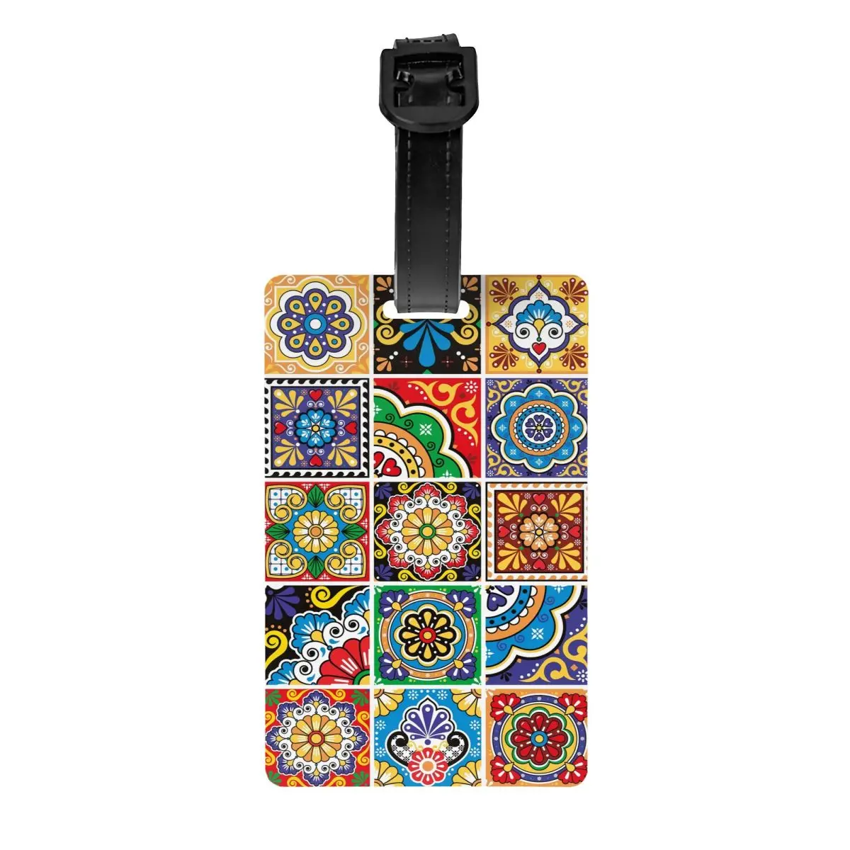 

Custom Mexican Tiles Luggage Tag Privacy Protection Baggage Tags Travel Bag Labels Suitcase