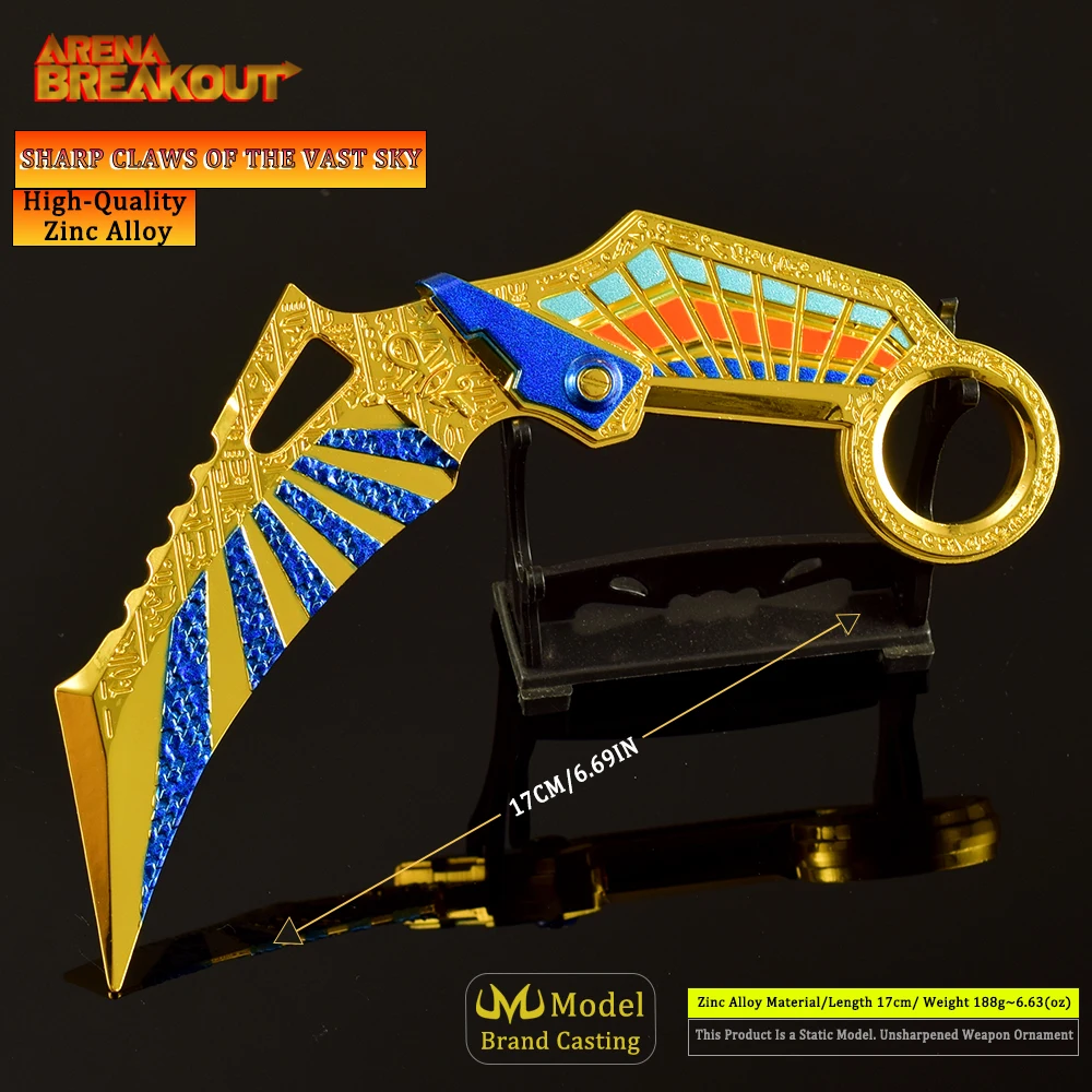 17cm Arena Breakout garras afiladas del Vast Sky Funda de cuero genuino juego Anime aleación Prop garra cuchillo juguete fresco sin cortar regalo seguro para niño