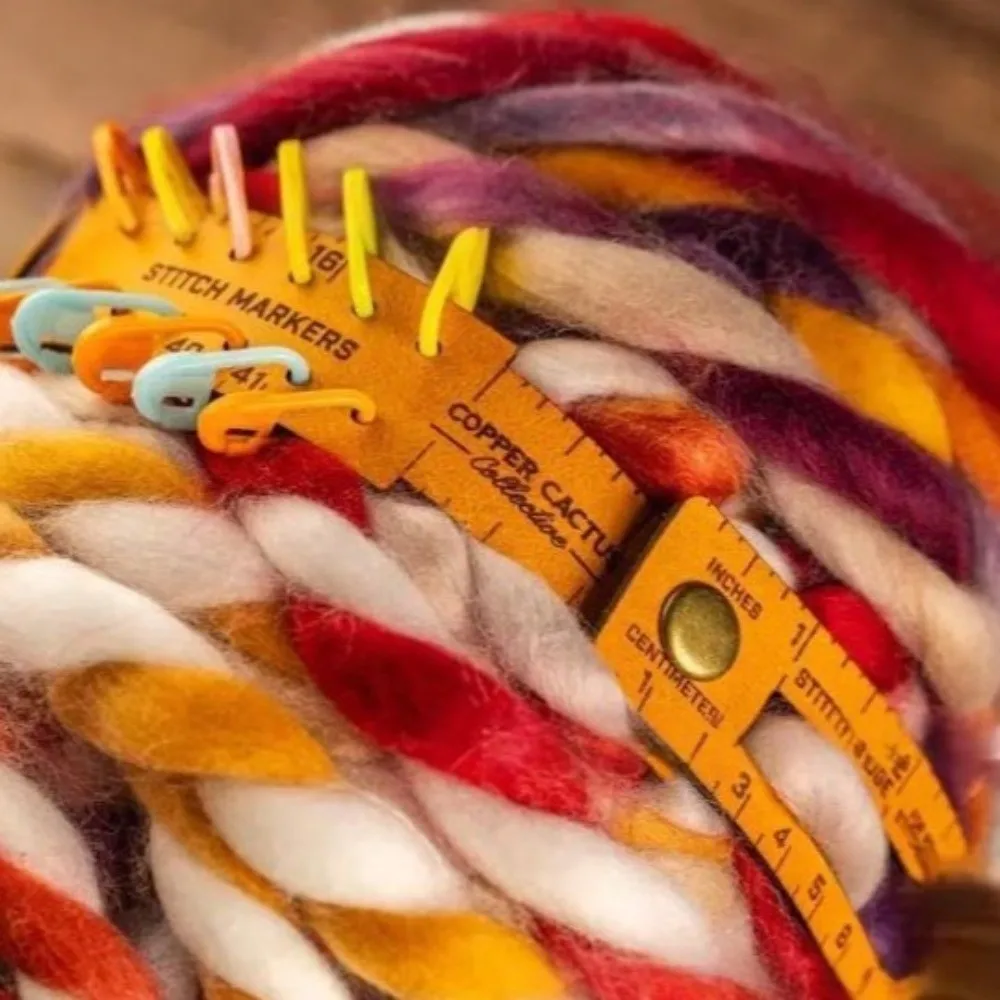 متعددة الوظائف 7 في 1 الجلود أداة قياس غرزة علامات تخزين المحمولة المعصم حاكم هدية ل Crafter Crocheter