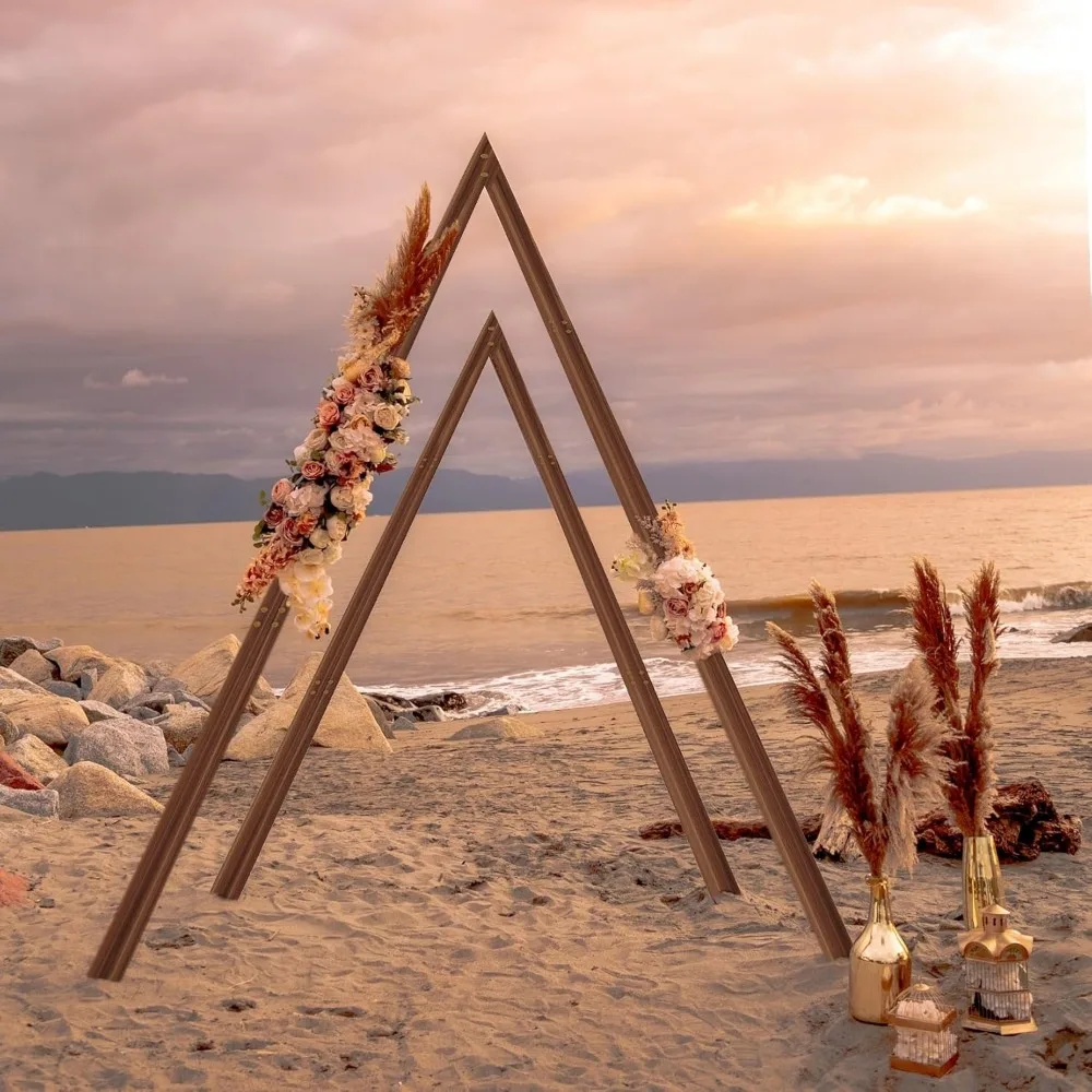 

Wood Wedding Arch for Ceremony Triangle Arbor Backdrop Stand Outdoor