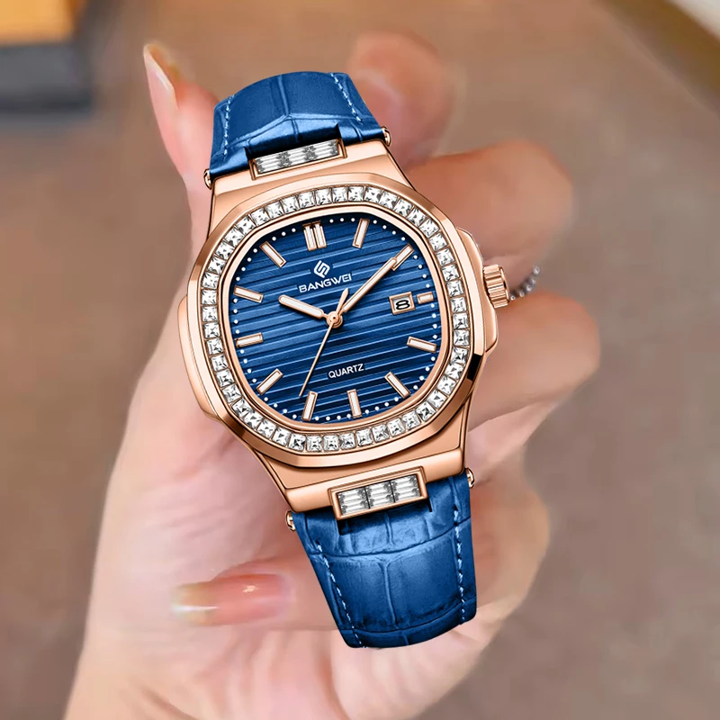 LIGE Simple Square Watch Women Fashion Elegant Women's Bracelet Watch Casual Leather Luminous Waterproof Quartz Watch For Women