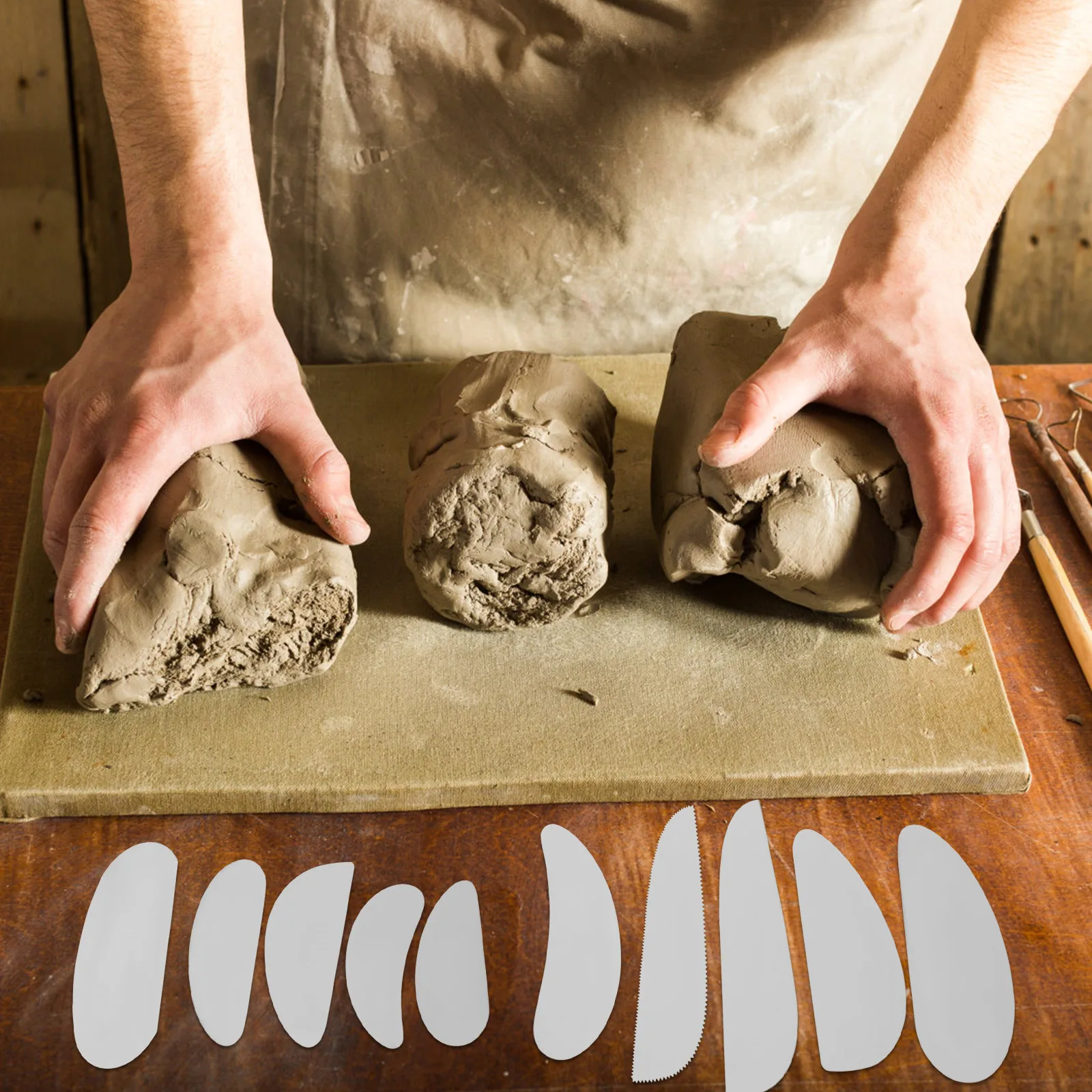 

10Pcs Metal Clay Scraper Set Steel Cutter Tool for Clay Sculpting Ceramic Art Craft Work Easy to Clean Reusable Professional