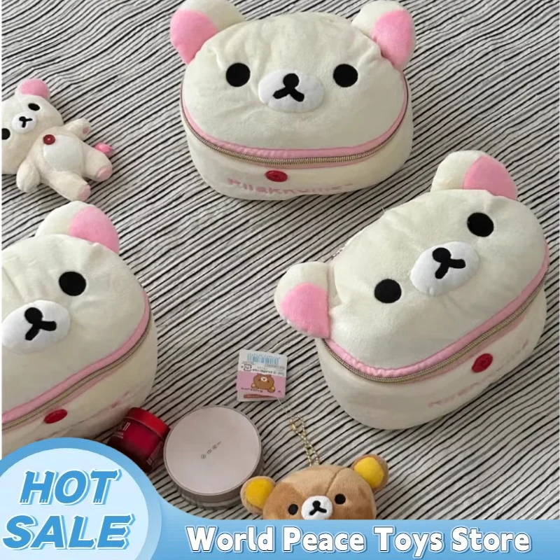 

Kawaii Rilakkuma Kiiroitori Chick Elliptical Stereoscopic Pencil Bag Portable Stationery Storage Bag Easy Bear Makeup Bag Gifts