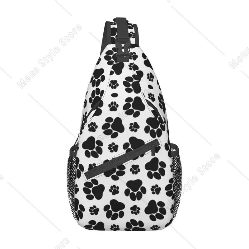 

Cool Pet Dog Black Paw Pattern Sling Bag for Cycling Camping Men Crossbody Chest Backpack Shoulder Daypack