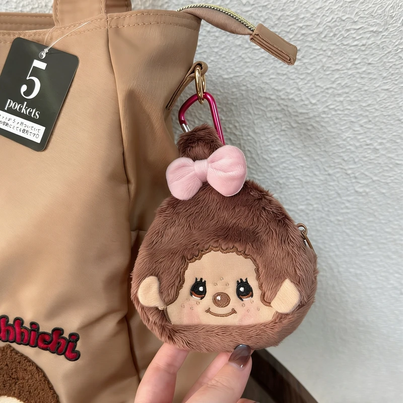 Monchhichi Wallet Keychain Cartoon Mengqiqi Clip Bag Anime Munchki Wallet Storage Bag for Lipstick Card Coin Pouch Gift 몬치치