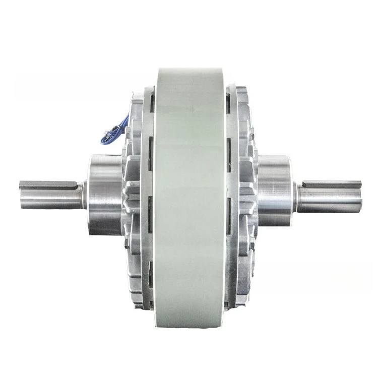 Double axis magnetic powder clutch, electromagnetic mechanical protruding shaft brake
