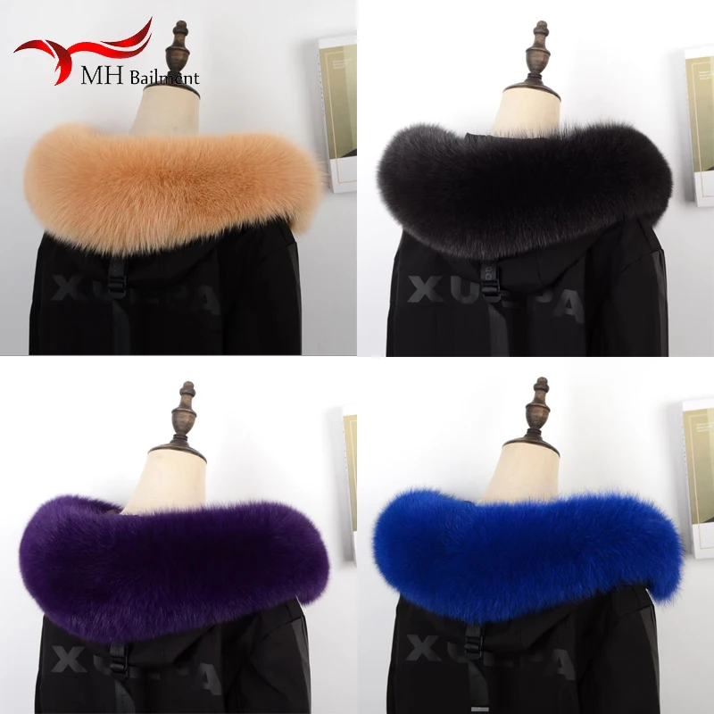 Natural Raccoon Fur Collar For Women Winter Jackets Hood Fur Decor Luxury Warm Scarves Accessories Wraps