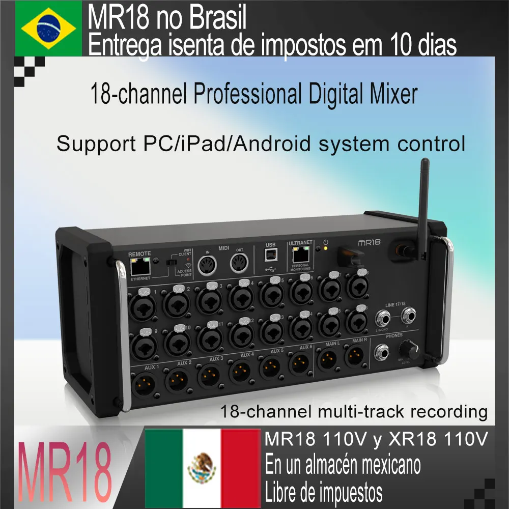 MR18 Professional Digital Mixing Studio Recording Console Dj Studio  Digital Mixer Audio Multi-track Sound Table