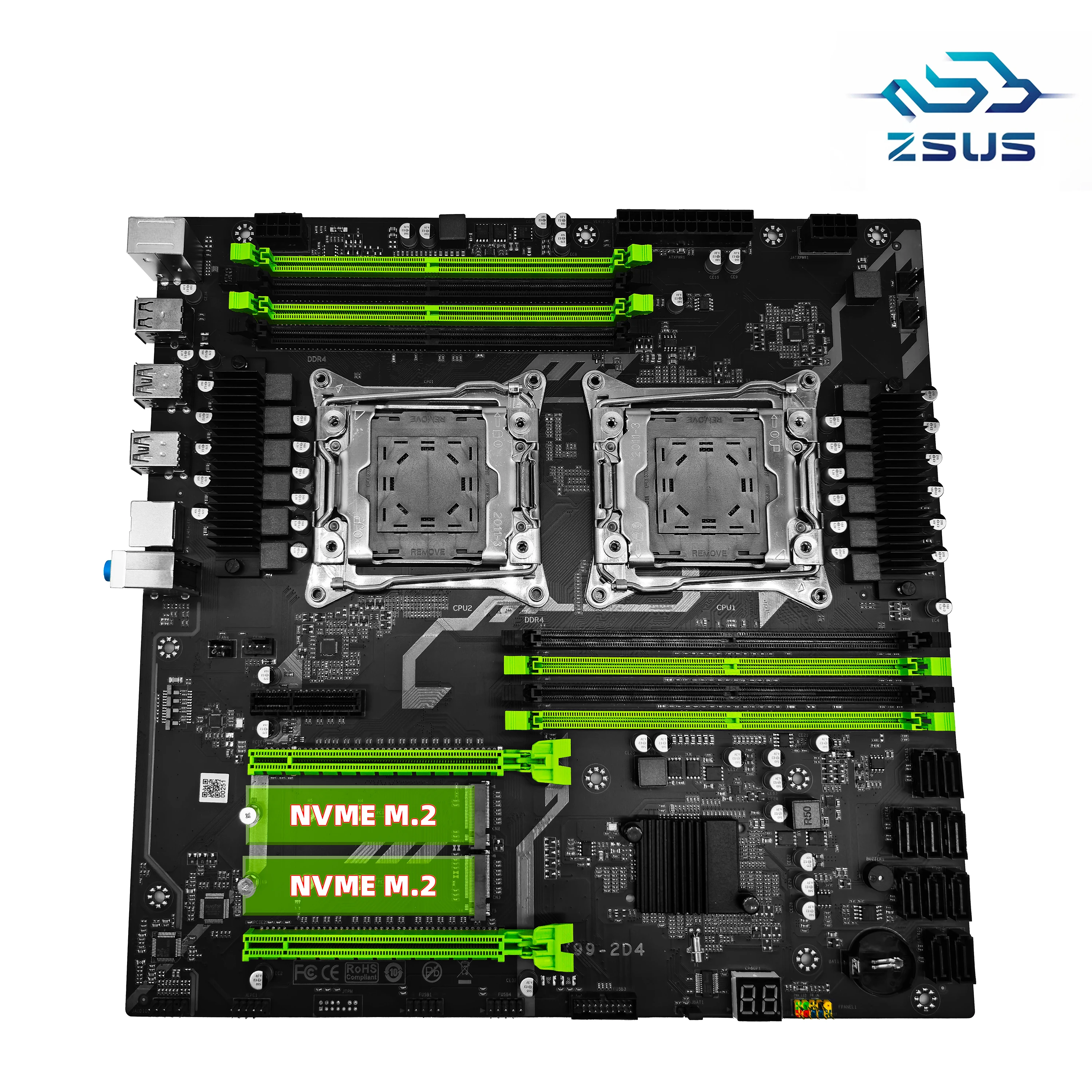 ZSUS X99 اللوحة الأم المزدوجة C612 رقاقة وحدة المعالجة المركزية M.2 LGA 2011 V3 E-ATX USB3.0 SATA3 8 DIMM DDR4 دعم فتحة معالج Xeon 2011-3