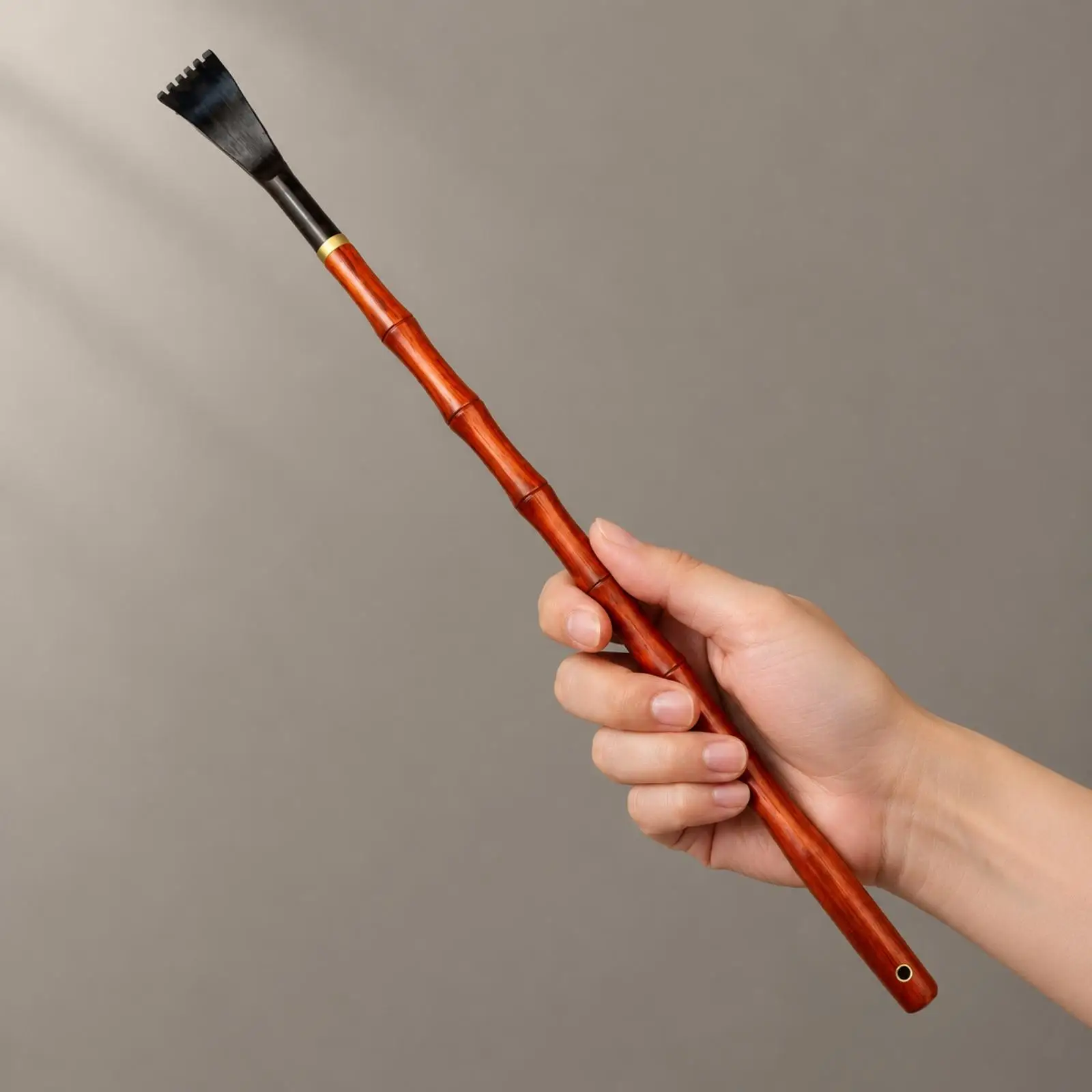 Natural Ebony Back Scratcher with Hanging Loop for Convenient Storage Handheld Extendable Design for Body Care