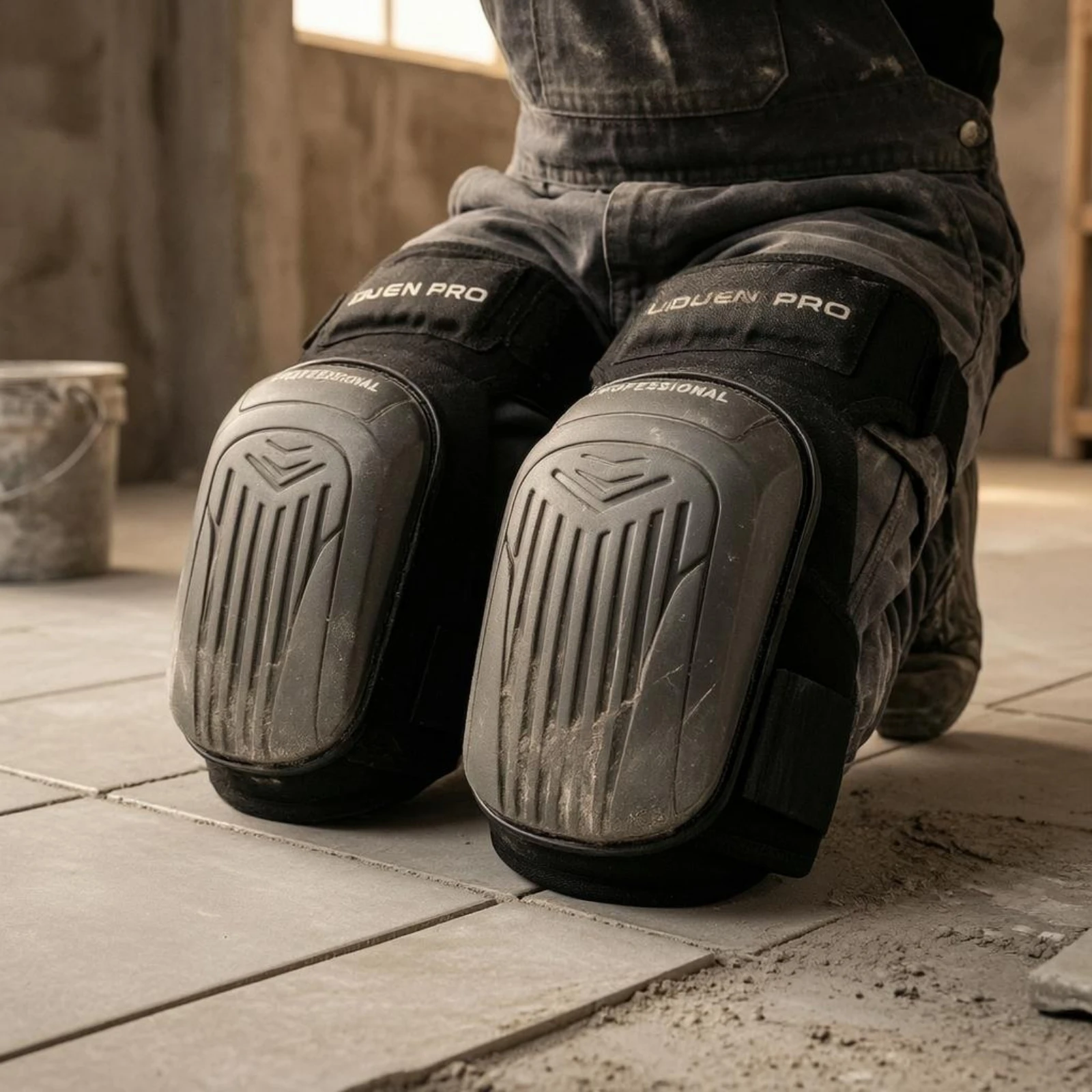 rigid-cap-knee-pads-ribbed-surface-work-knee-pads-defensive-gear-adjustable-straps-reinforced-for-laborers