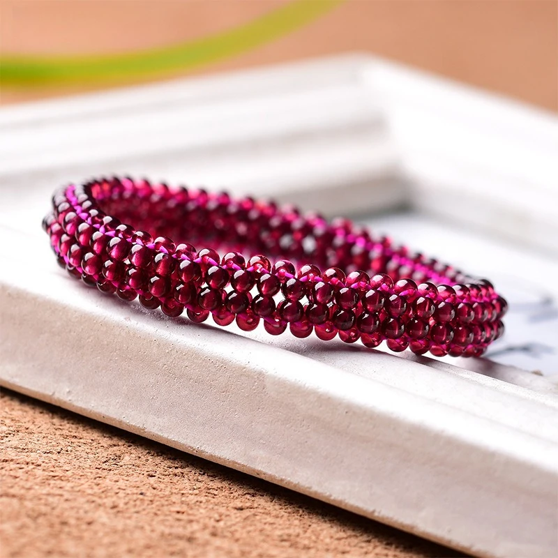 

Женский браслет с бордовым гранатом, модные и универсальные украшения с темпераментом