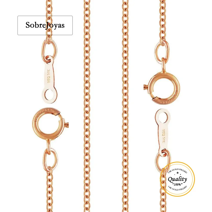 14K Rose Gold Filled 1.2mm Cable Chain Necklace with Round Links And Spring Clasp Bulk DIY Jewelry Finished Product Chain