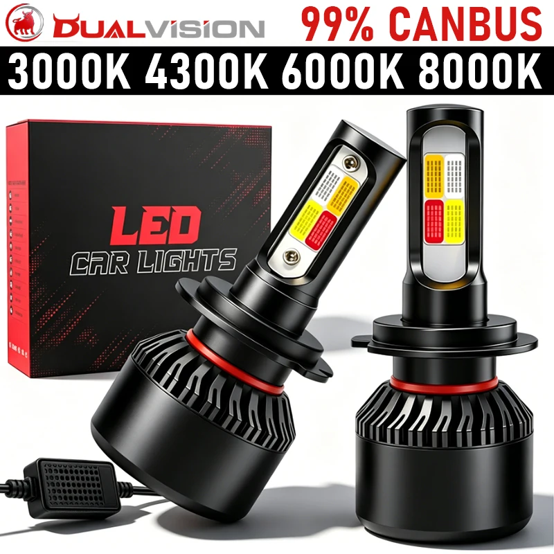 4 Colors LED Headlight Light Yellow Red Blue White Flash Car Bulb Fog Lamp H4 H7 H11 H8 H9 H1 9005 HB3 HB4 9006 9012 HIR2Canbus
