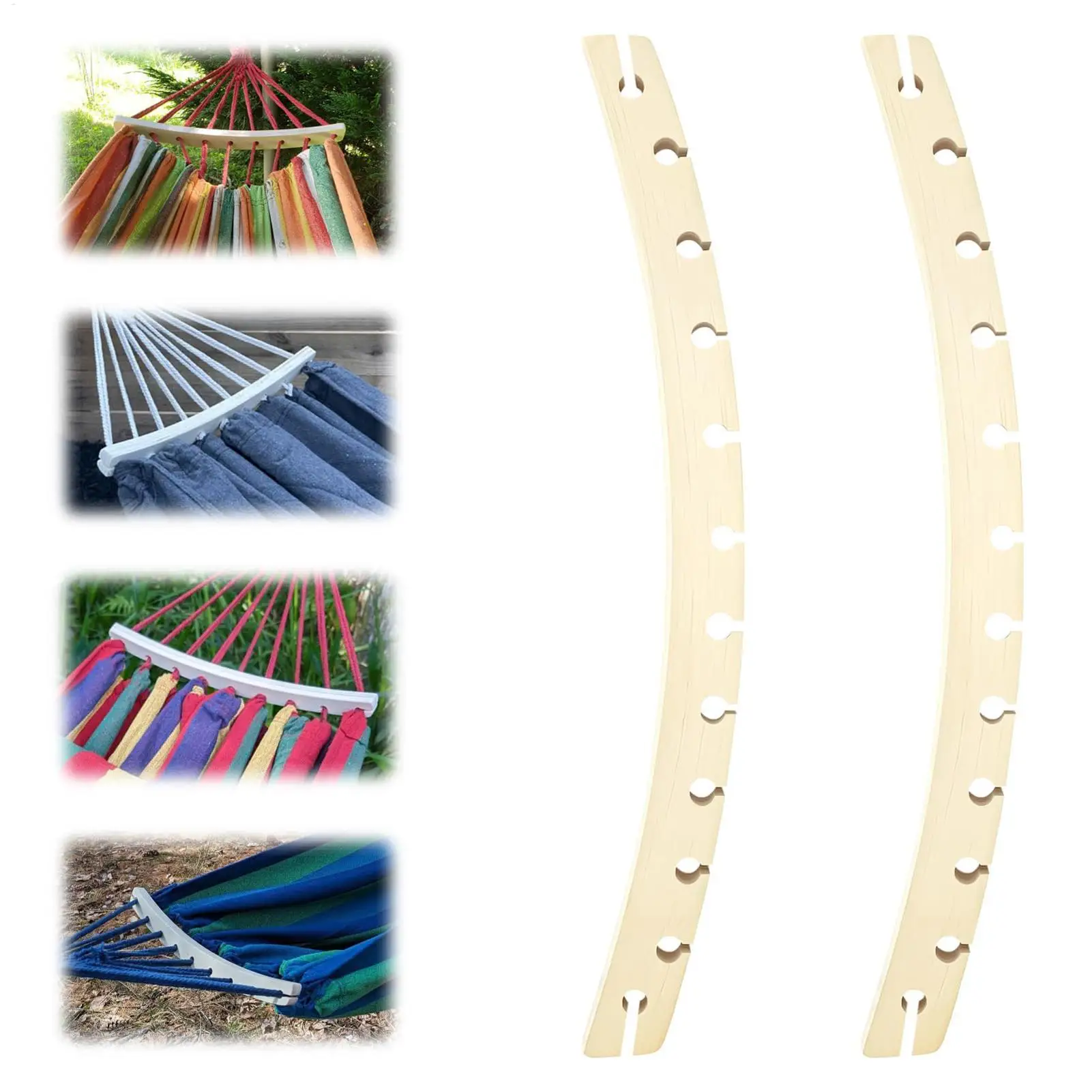 Wooden Hammock Spreader Bar 2Pcs Portable Detachable Replacement Anti-Sag Durable Even Support For Patio Garden Camping Backyard