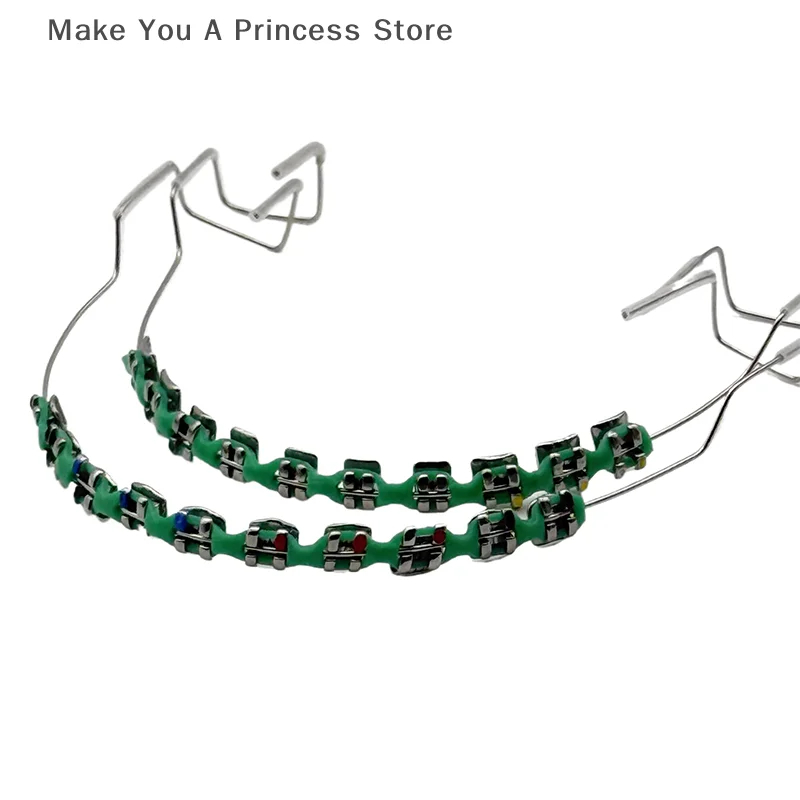 1Pair Dental Metal Braces Archwire Without Hooks Metal Bracket And Orthodontic Ligature Ties Colorful Temporary Tooth Decoration