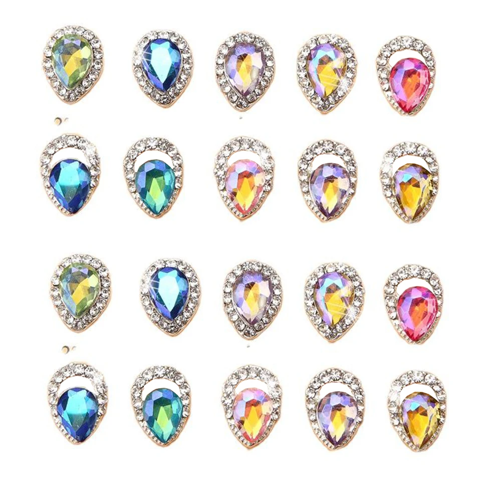 

100pcs Mixed Shape Rhinestone Nail Charms Colorful AB Crystal Jewelry Parts DIY Glitter Diamonds Gemstone Alloy Nail art Decor*-