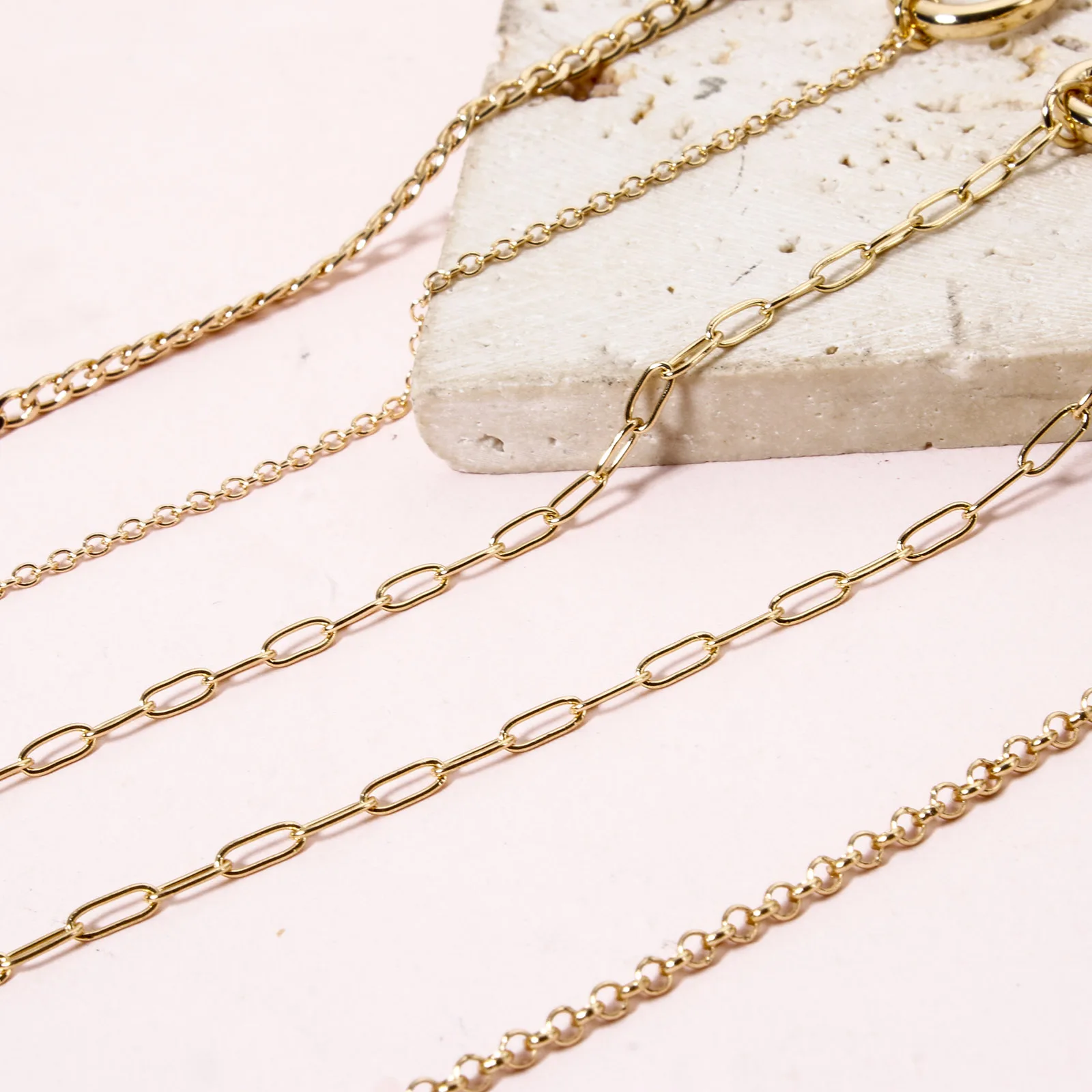 1 Piece Brass Link Chain Necklace 18K Gold Plated With Heart Round Spring Ring Clasp For Women Men Jewelry Necklaces Gifts - Image 5