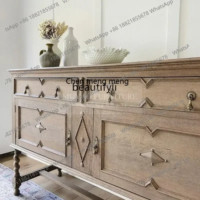 

A R0R French retro solid wood porch cabinet American antique drawer decorative cabinet bedroom storage cabinet