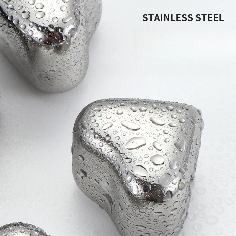 Stainless Steel Whiskey Heart-shaped Stones Ice Cubes Wine beer Cooler Bar Whisky Rock Cooler Chilling Stone Rocks for Beer Wine