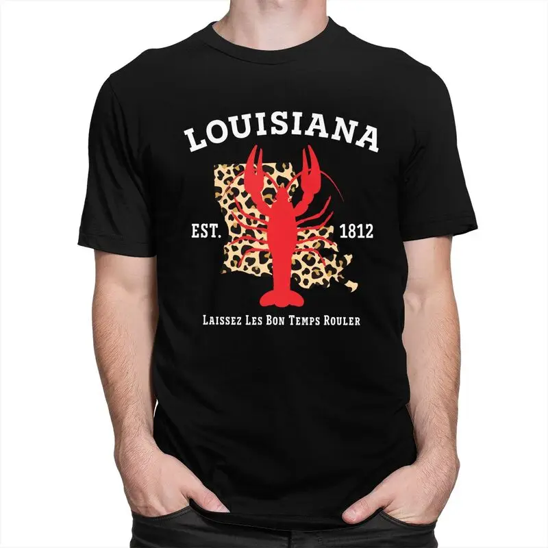 لويزيانا Est 1812 جراد ليوبارد تي شيرت الرجال النساء قصيرة الأكمام عادية تي شيرت الشارع الشهير الصيف القطن الخالص Camisetas