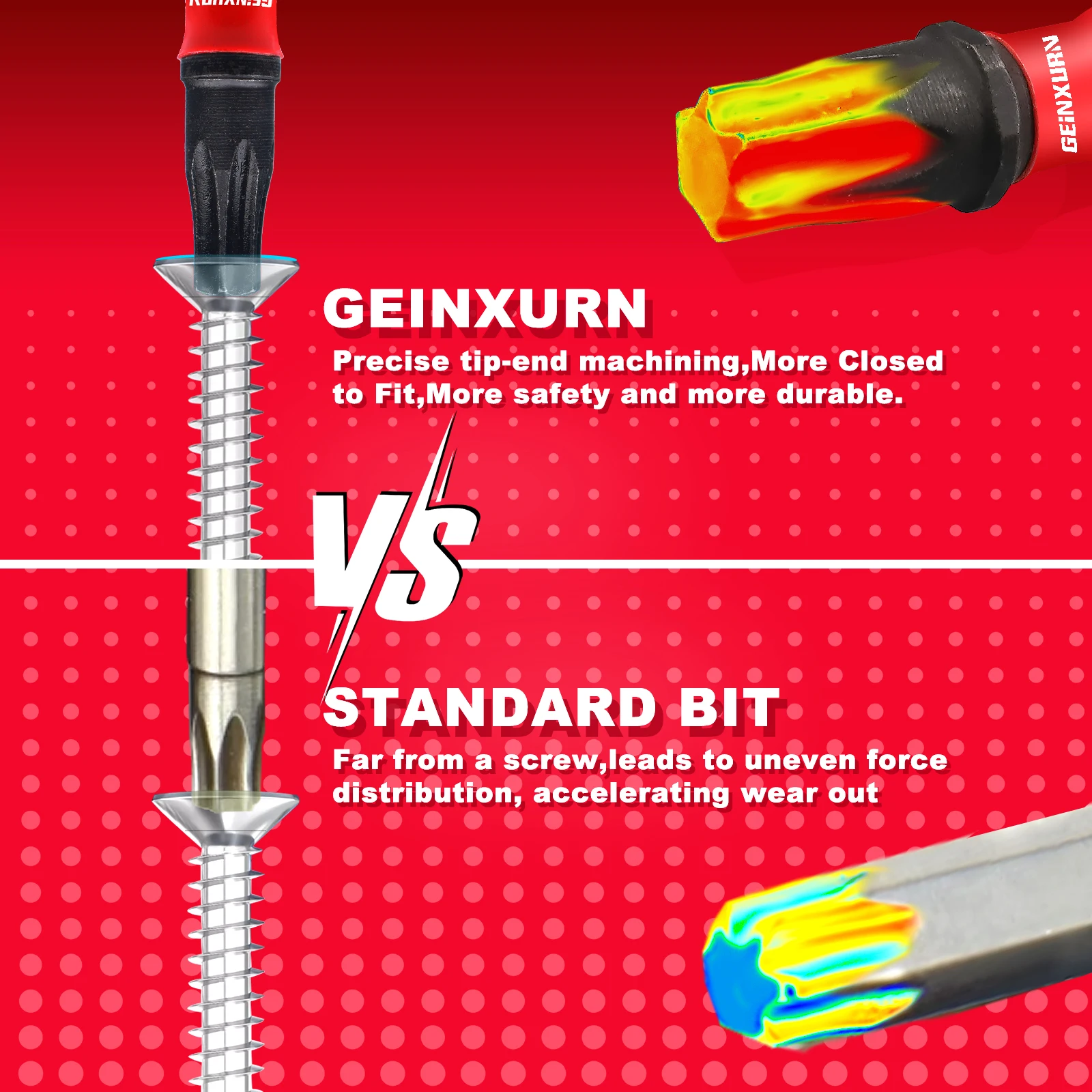 Geinxurn (T7-T40）Impact Tough Magnetic Screwdriver Bit Set, Multi-Torx Head Insert Bits, S2 Alloy Steel Star BitsStorage M-Box