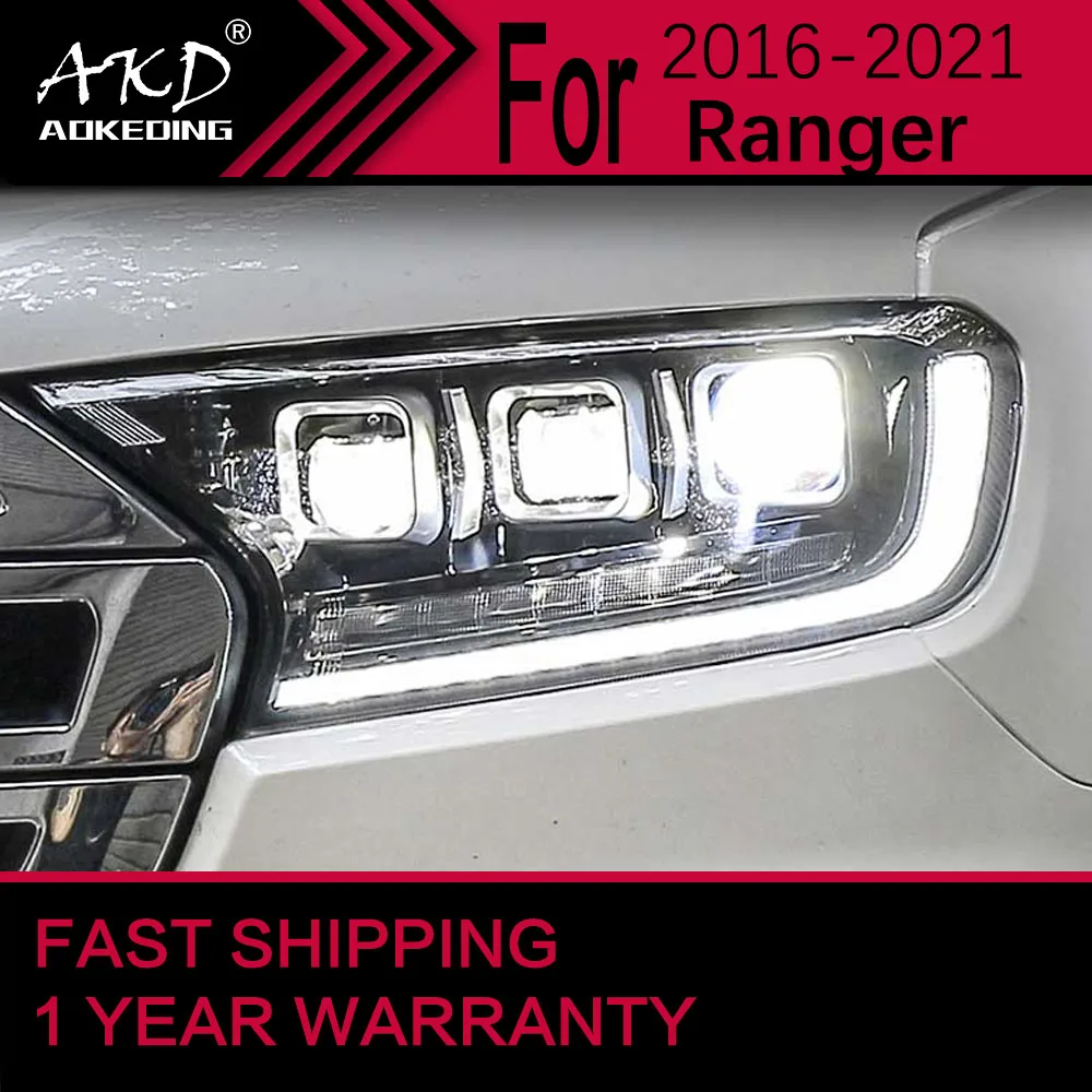 Car Lights for Ford Ranger LED Headlight 2016-2021 Ranger Head Lamp Drl Projector Lens Automotive Accessories