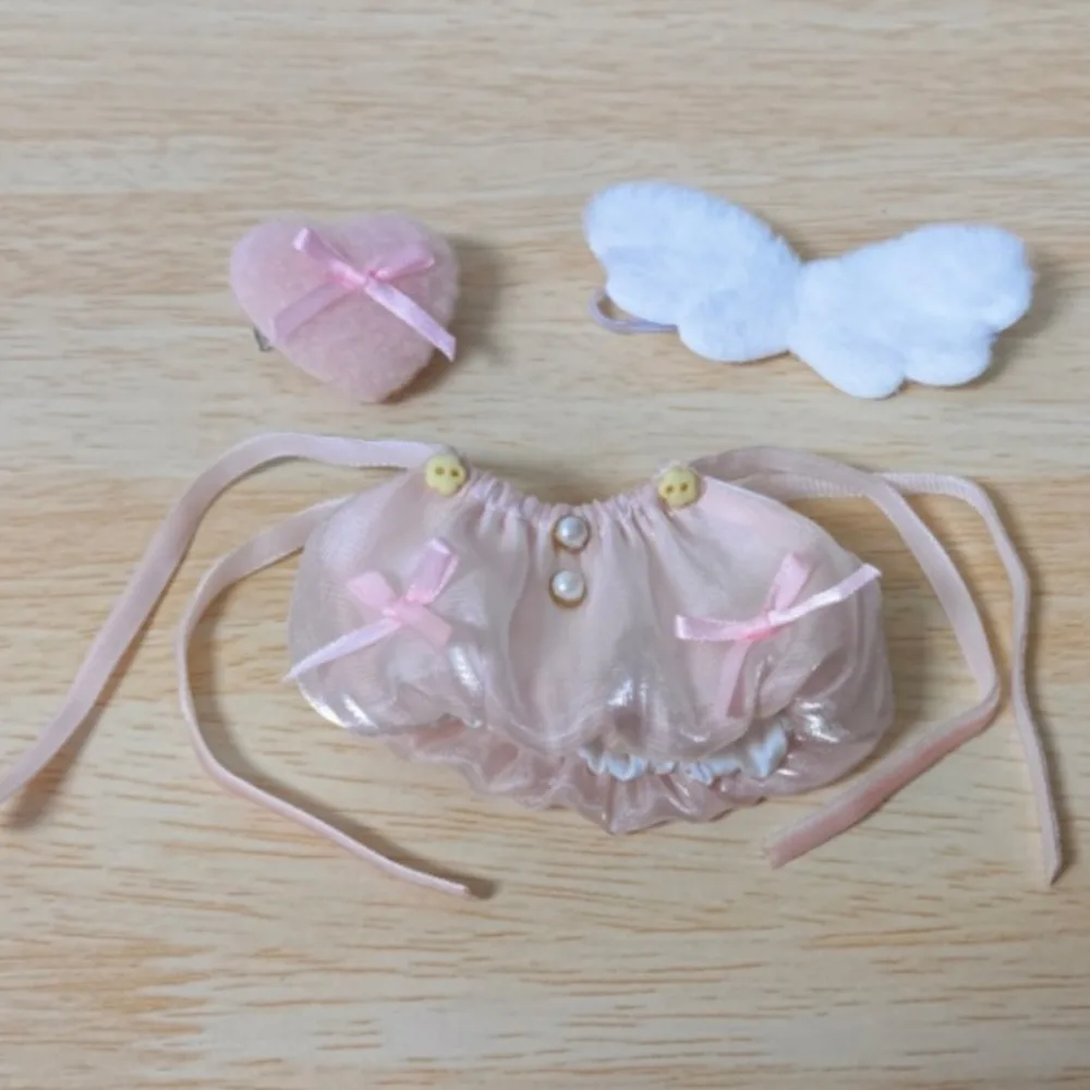 

Bow Dress 10cm Cotton Clothes with Wing Suit Clothes Outfit Creative Love Hairclip Dress Up Set Accessories