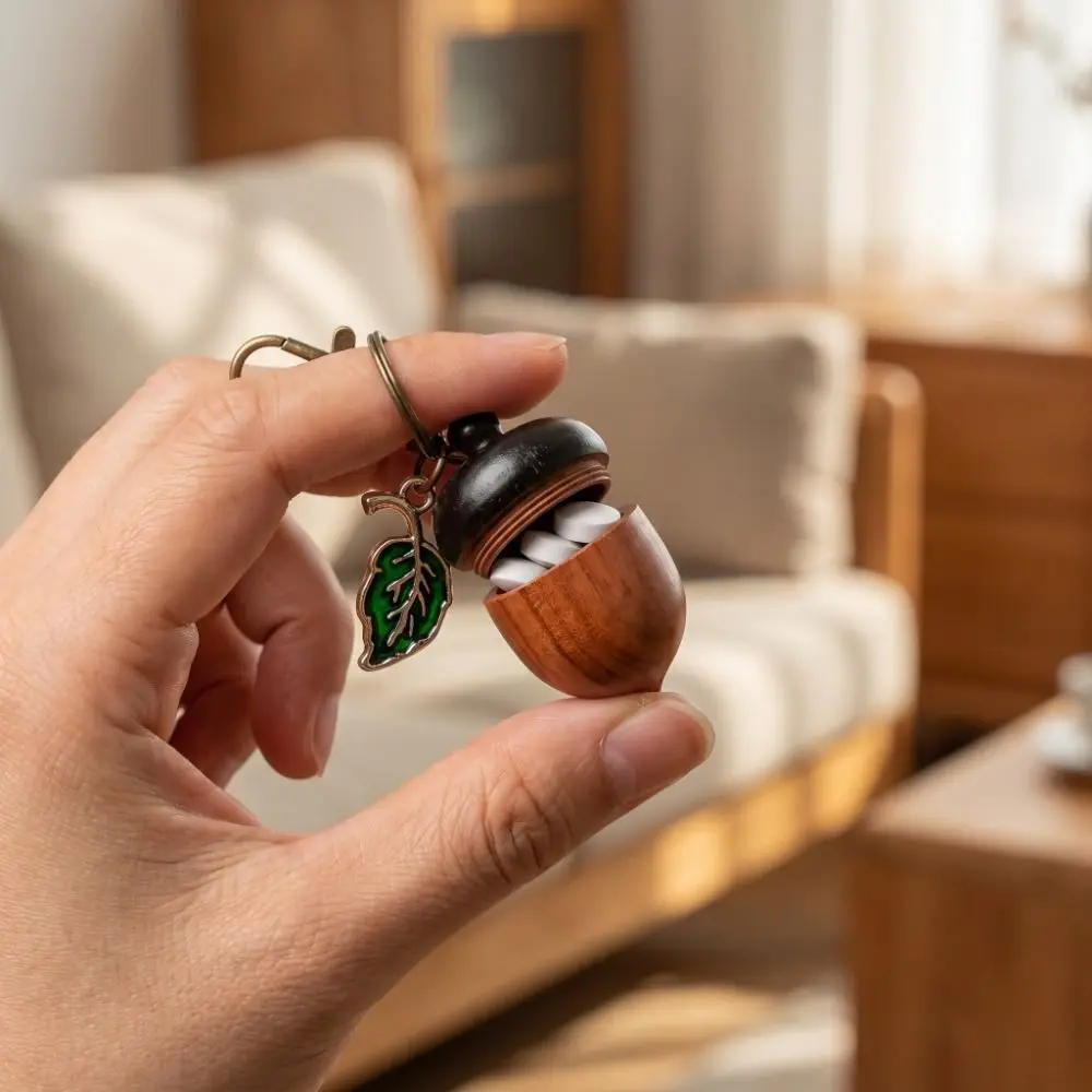 Simulation Acorn Acorn Keychain Small Item Storage Lightweight Acorn Twist Open Keychain O-Shaped Buckle Round