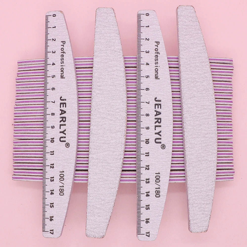 10/50Pcs Professional Nail Files Wholesale Polishing Shaping Nails Half Moon Grey Sandpaper Nails Files Pedicure Manicure Tools