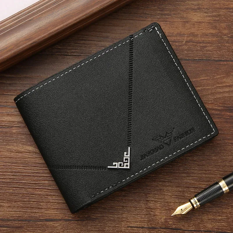 Men's wallet, leather short multiple card holder, wallet, credit card, ID card holder, casual men's business men's double fold