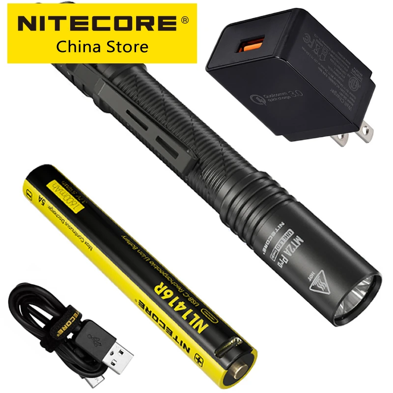 

Оригинальный водонепроницаемый фонарик Nitecore MT2APro 1600 лм для повседневного использования, внешний фонарик NL1416R мАч, USB перезаряжаемый аккумулятор, адаптер QC3.0