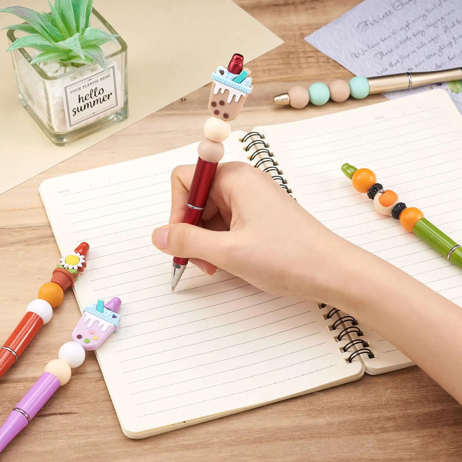 3/12 قطعة من أقلام الخرز - أقلام خرز بلاستيكية للطلاب والمدارس والمكاتب، مثالية للمشروعات اليدوية والهدايا