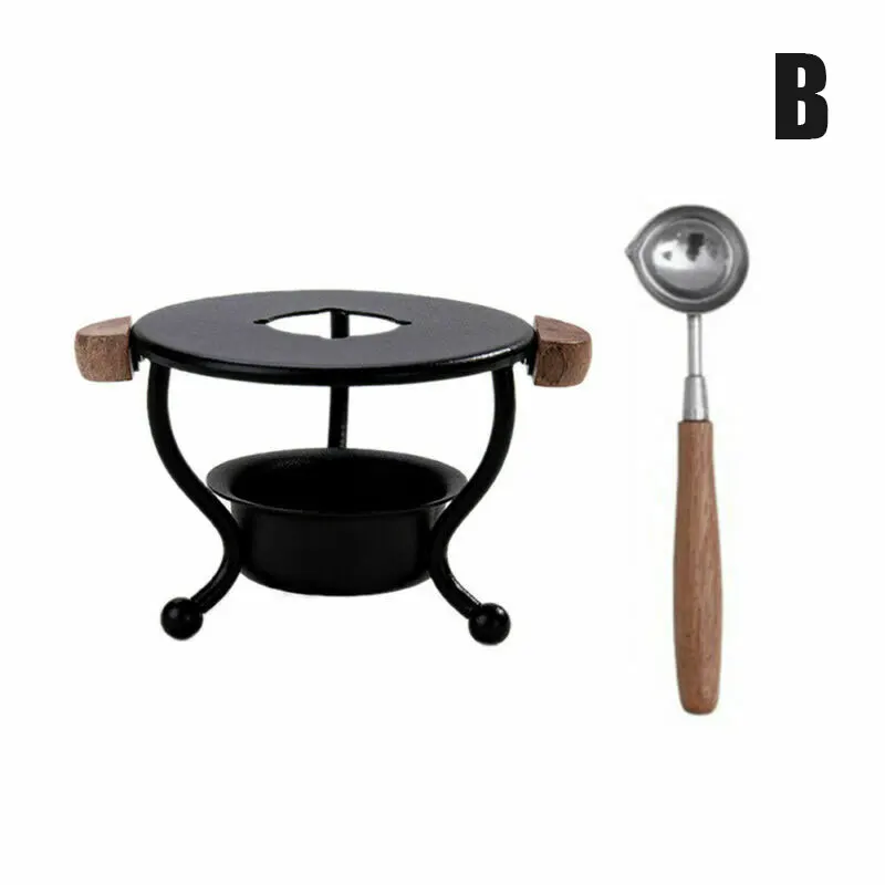 왁스 씰 키트 목재 왁스 씰 워머, 왁스 씰 용해로 도구, 왁스 씰링 스탬프용 용융 스푼 포함