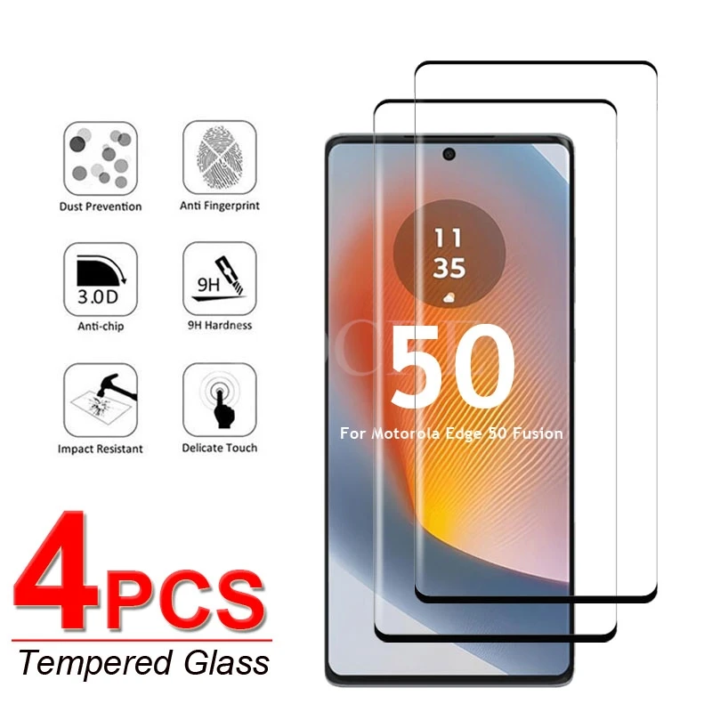 4 Pcs For Motorola Edge 50 Fusion Glass Moto Edge 50 Fusion Tempered Glass HD Screen Protector Film Moto Edge 50 Fusion Glass