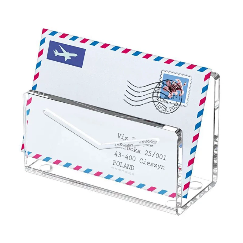 1 Pc Acrylic Office Desktop Storage Rack Clear Mail Letter Organizer Desktop File Envelope Storage Rack Mail Holder
