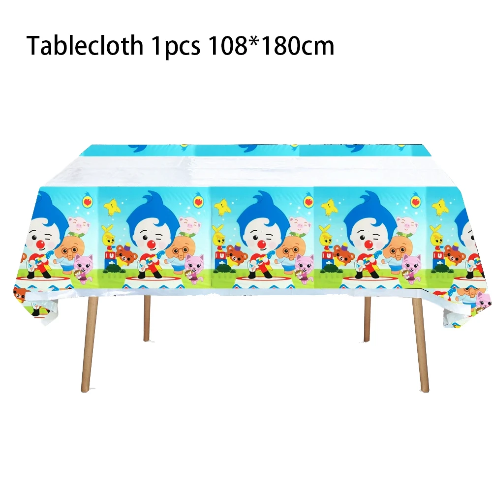 1pcs/lot Plim Plim Tablecloth Happy Birthday Supplies Decorations Tablecover Baby Shower christmas Clown  Plastic Tableware