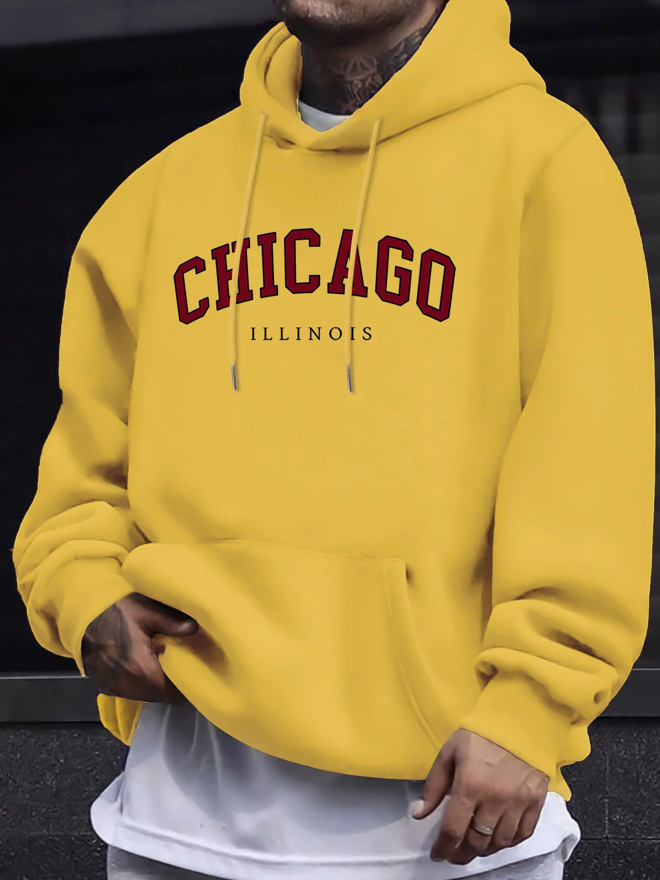 Sudaderas con estampado creativo de letras de Chicago Illinois para hombre, jerséis de calle de gran tamaño, ropa de calle de otoño, Sudadera con capucha informal suave