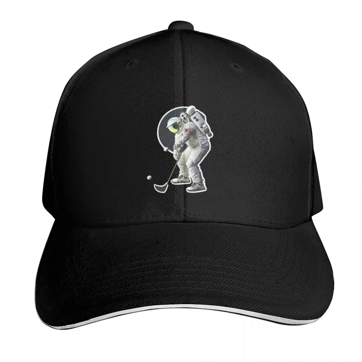 funny golf player, astronaut play golf Baseball Cap Six Panel Structured Crown Sun Protection UPF 50+ Breathable Mesh Back