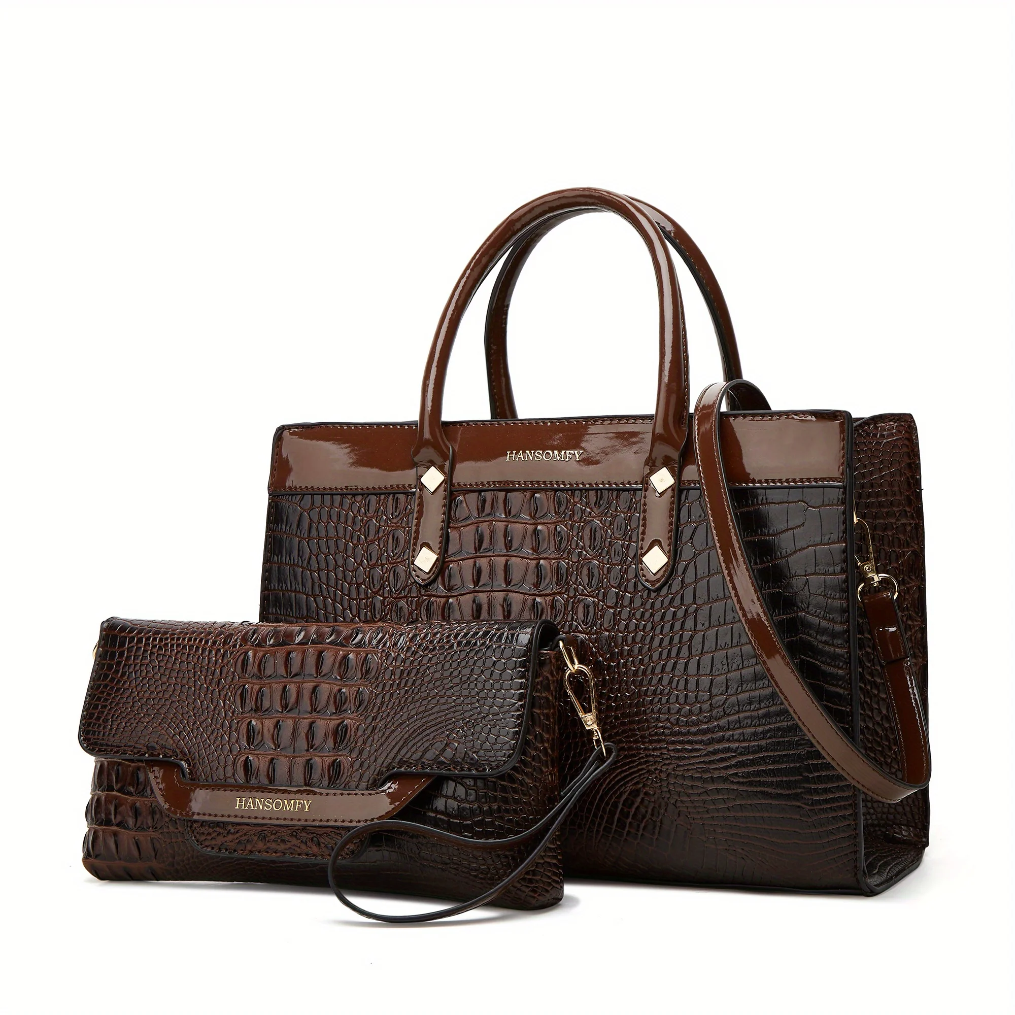 Two-piece fashion retro 2024 new women\'s bag high-volume alligator pattern high-quality hand-held shoulder straddle bag