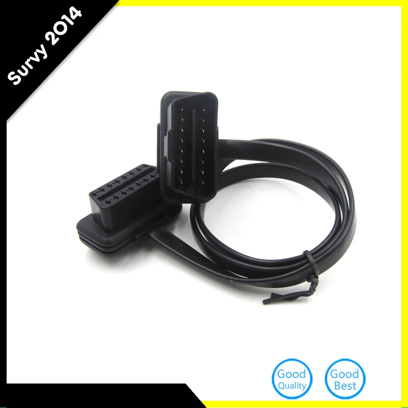 Flat+Thin As Noodle OBD 2 OBDII OBD2 16Pin Male to Female ELM327 Diagnostic Extension Cable Connector