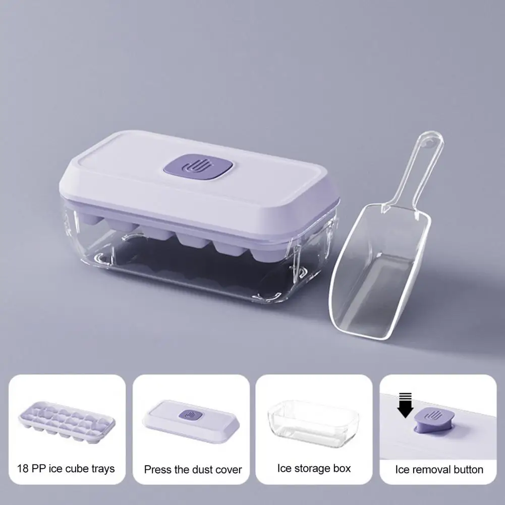 

Unique Ice Cube Maker Quick Release Ice Cube Maker Bpa-free Ice Cube Tray with Lid Bin Scoop Press-button for Freezer for Drinks